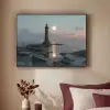 Vuurtoren - Stenen - Water - Maan Textielframe zwart klein -sfeer1