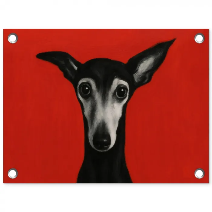 Windhond - Minimalistisch - Rood tuinposter los doek klein -3d