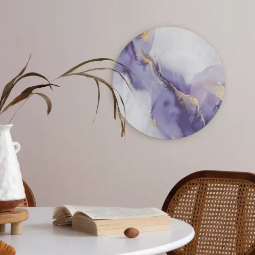 Paars - Modern - Marmer - Abstract Akoestische PET Vilt - Rond klein -sfeer3