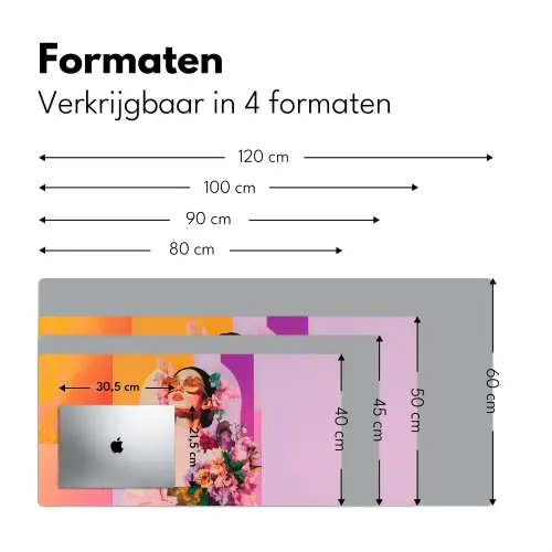Portret - Vrouw - Abstract - Bloemen Muismat XXL klein -sfeer5