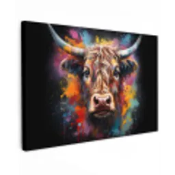Graffiti - Schotse hooglander - Zwart - Koe canvas 2cm klein -z3d