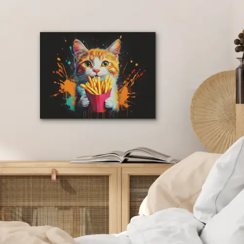 Kat - Eten - Patat - Graffiti - Abstract PET vilt klein -sfeer3