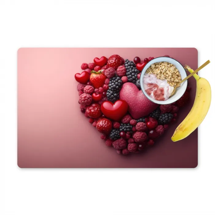 Fruit - Hartjes - Aardbeien - Frambozen - Bosbessen Placemat vinyl groot -zzzproduct_Kitchenyeah-website