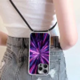 Lichtsnelheid - Ruimte - Roze - Paars Hoesje iPhone 16 Pro Max met koord klein -sfeer5