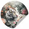 Tijger - Wilde dieren - Bloemen - Jungle Wandcirkel behangsticker klein -3d