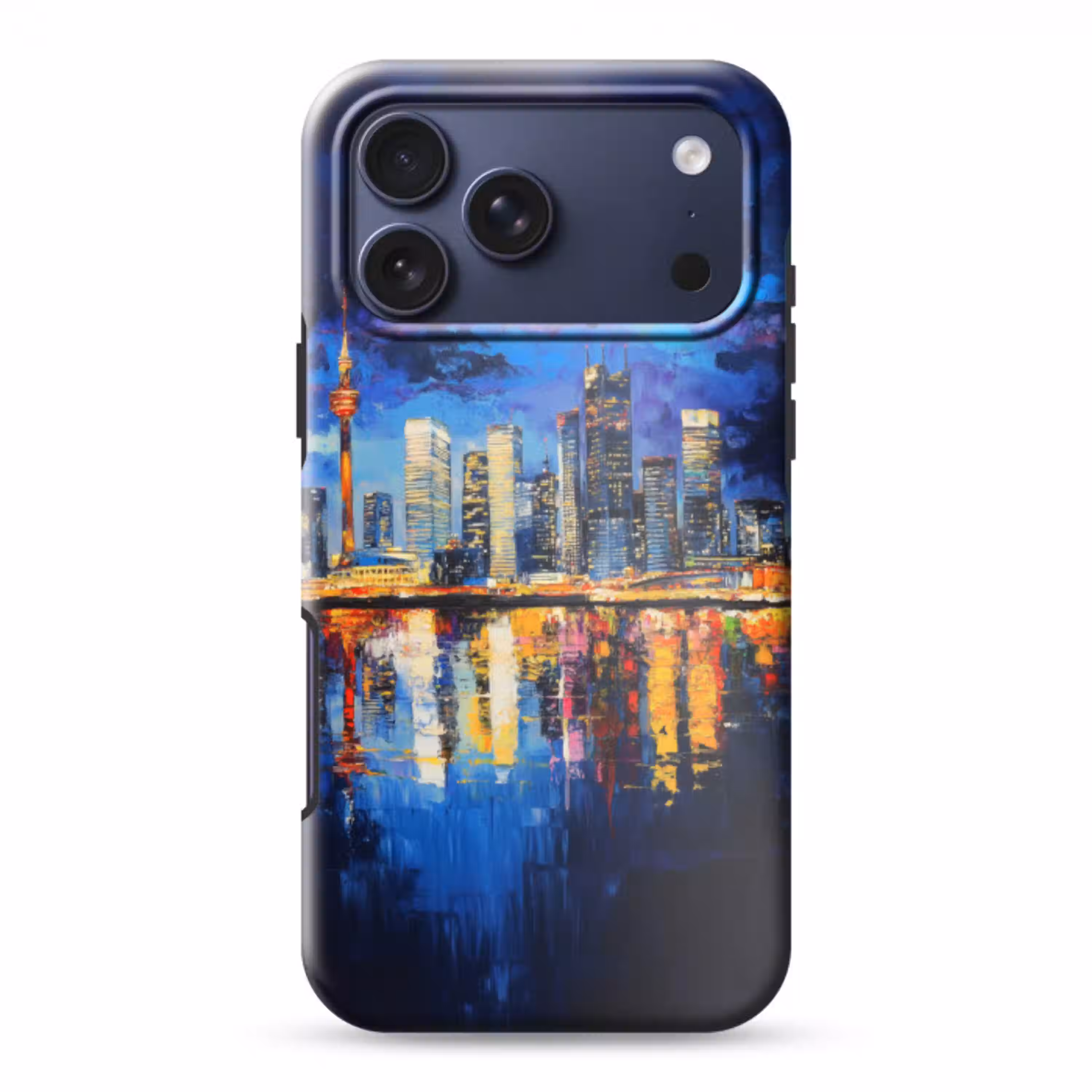 Skyline Toronto - Modern - Stadslicht - Blauw Toughcase MagSafe Apple iPhone 17 Pro Max klein -3d