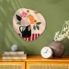 Vaas - Bloemen - Vlinder - Rood Wandcirkel Organisch Forex 3mm klein -sfeer2