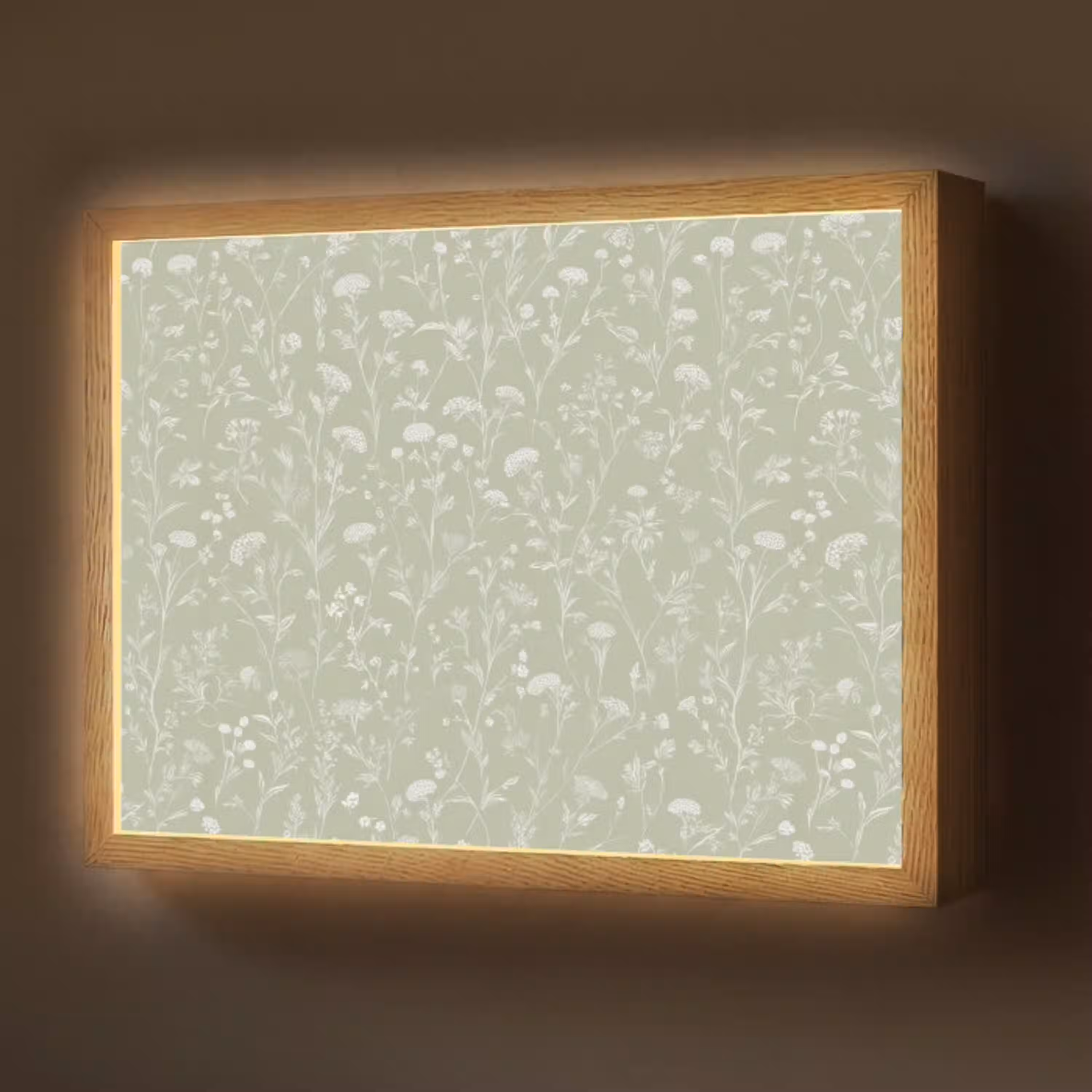 Bloemen - Patroon - Groen Light Box met batterij (Wandlamp) middel 907 -z3d_website