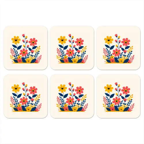 Illustratie - Bloemen - Bladeren - Roze onderzetter kurk middel -3d