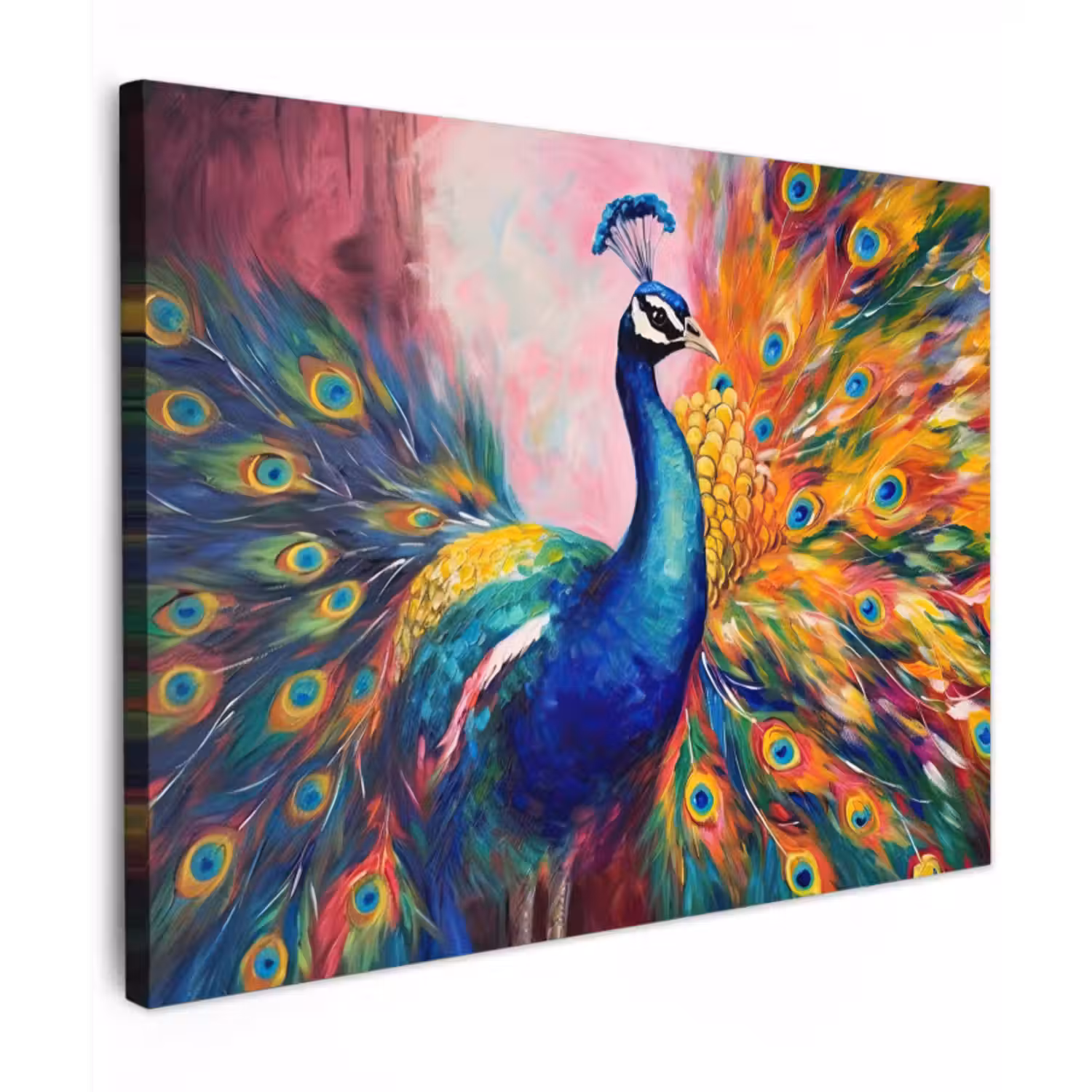 Canvas schilderij - Pauw - Dieren - Schilderij - Regenboog