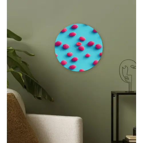 Blauw - Frambozen - Roze Wandcirkel kunststof plaat 5mm dik klein 188 -sfeer3
