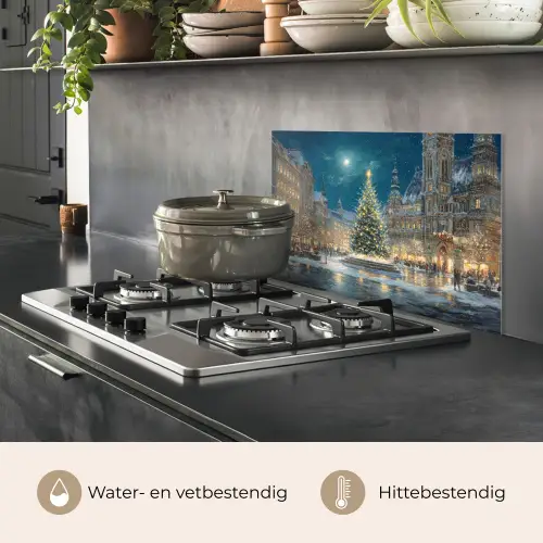 Kerstnacht - Stadsplein - Meerkleurig keuken achterwand spatscherm klein -usp_NL