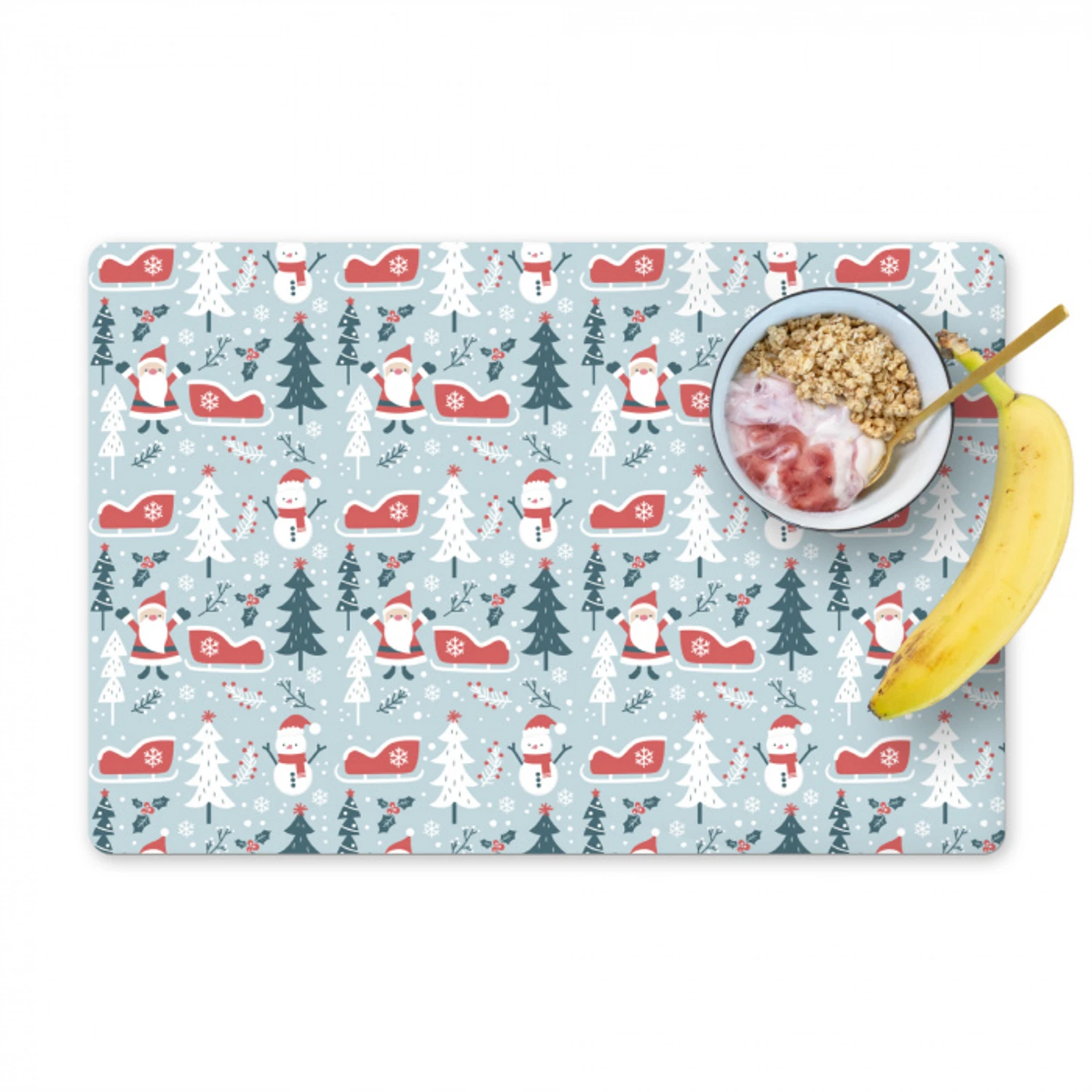 Kerst - Sneeuwpop - Winter - Kerstbomen - Feest Placemat vinyl groot -zzzproduct_Kitchenyeah-website