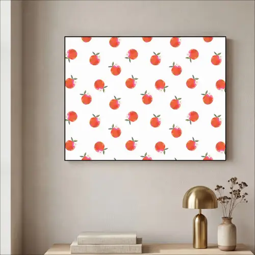 Oranje - Sinaasappel - Bloemetje Textielframe zwart klein 947 -sfeer2