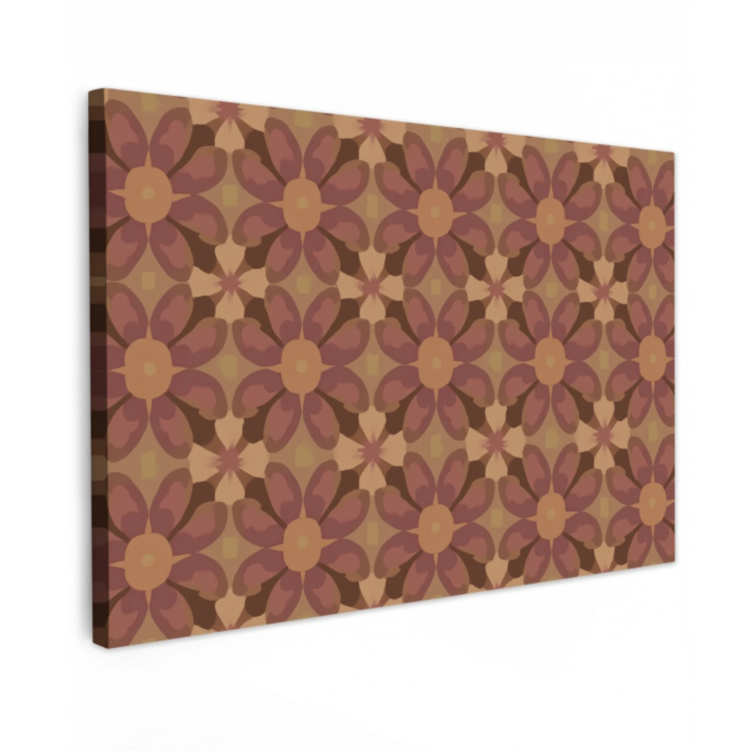 Retro - Bloemen - Bruin canvas 2cm klein 34 -z3d