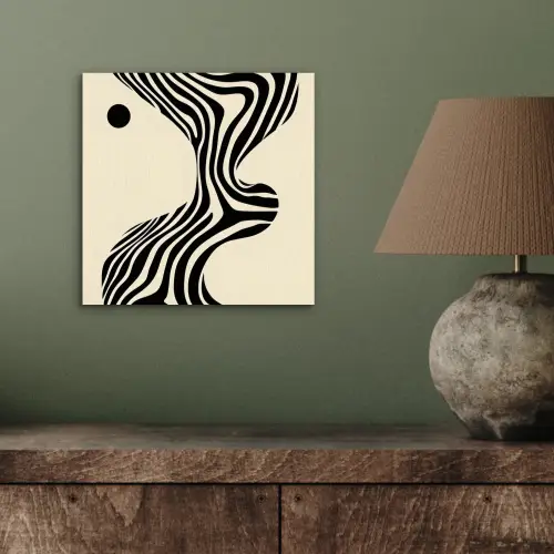 Beige - Lijnen - Golvend -  Abstract aluminium wit klein -sfeer2