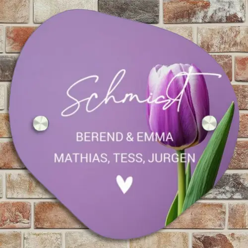 Paarse tulp - Sierlijk Naambord Organisch middel -sfeer10