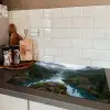 Waterval - Bomen - Bergen Inductie beschermer vinyl 3mm klein -sfeer3