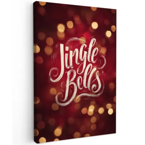 Jingle - Bells - Kerst - Rood Tuinposter op houten frame 2 cm dik klein -3d