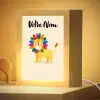Leeuw - Kleurrijke manen - Beige Light Box met kabel (Kinderlampje) klein -zzzz_3d_website