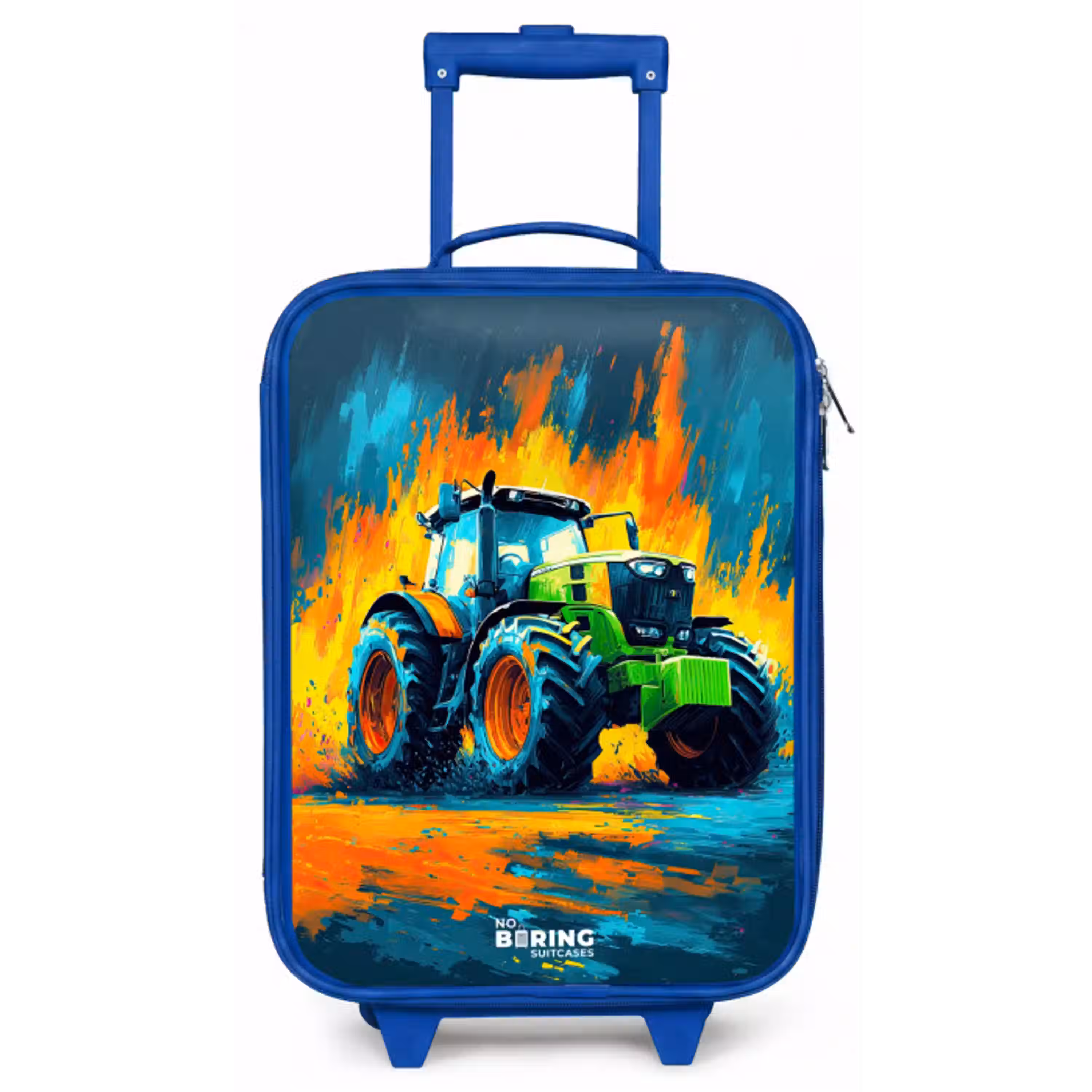 Tractor - Groen - Abstract - Penseelstreken Kinderkoffer - Blauw klein -zz3dotto