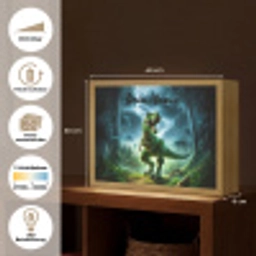 Dino - Jongens - Groen - Blauw - T-Rex Light Box met batterij (Wandlamp kind) middel -USP_websiteoverzichtDE