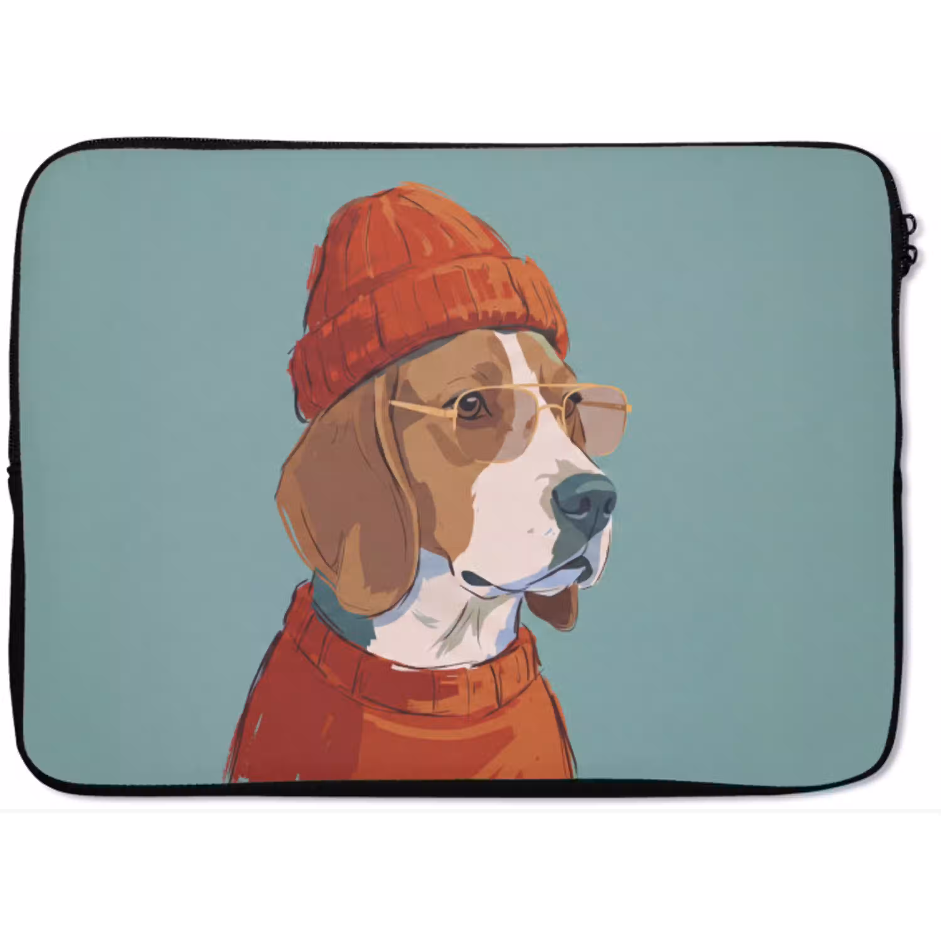 Hond - Beanie - Zonnebril - Dieren - Modern laptophoes neopreen klein -zkaufland3dotto