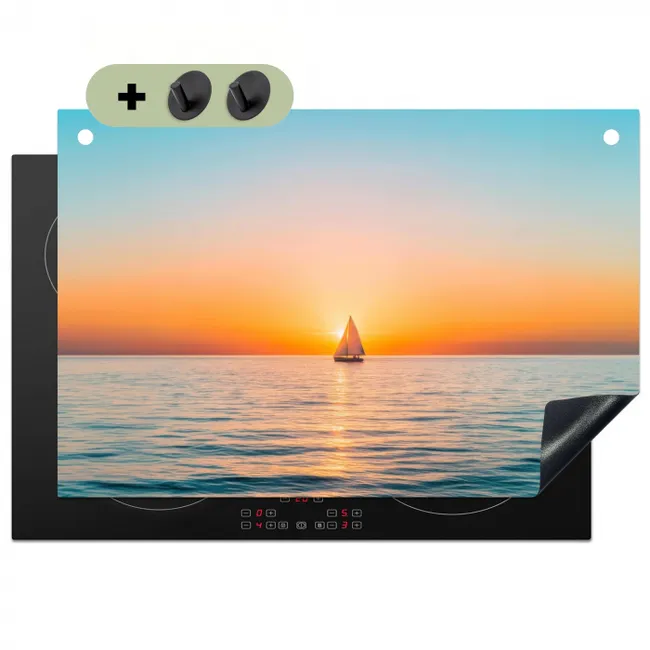 Zee - Zeilboot - Zonsondergang Inductie beschemer met haakjes klein -3d