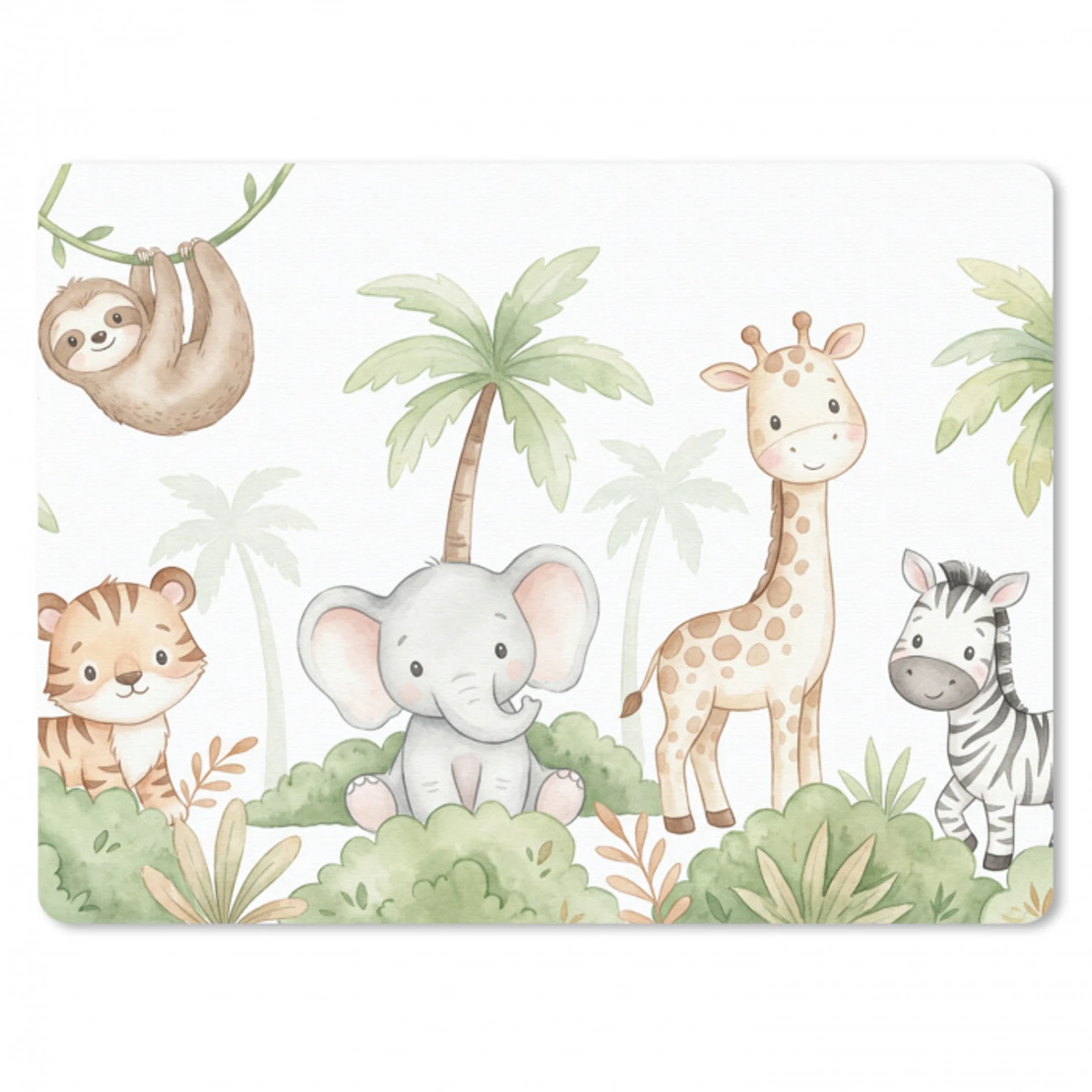 Dieren - Jungle - Pastel muismat rubber klein -3d