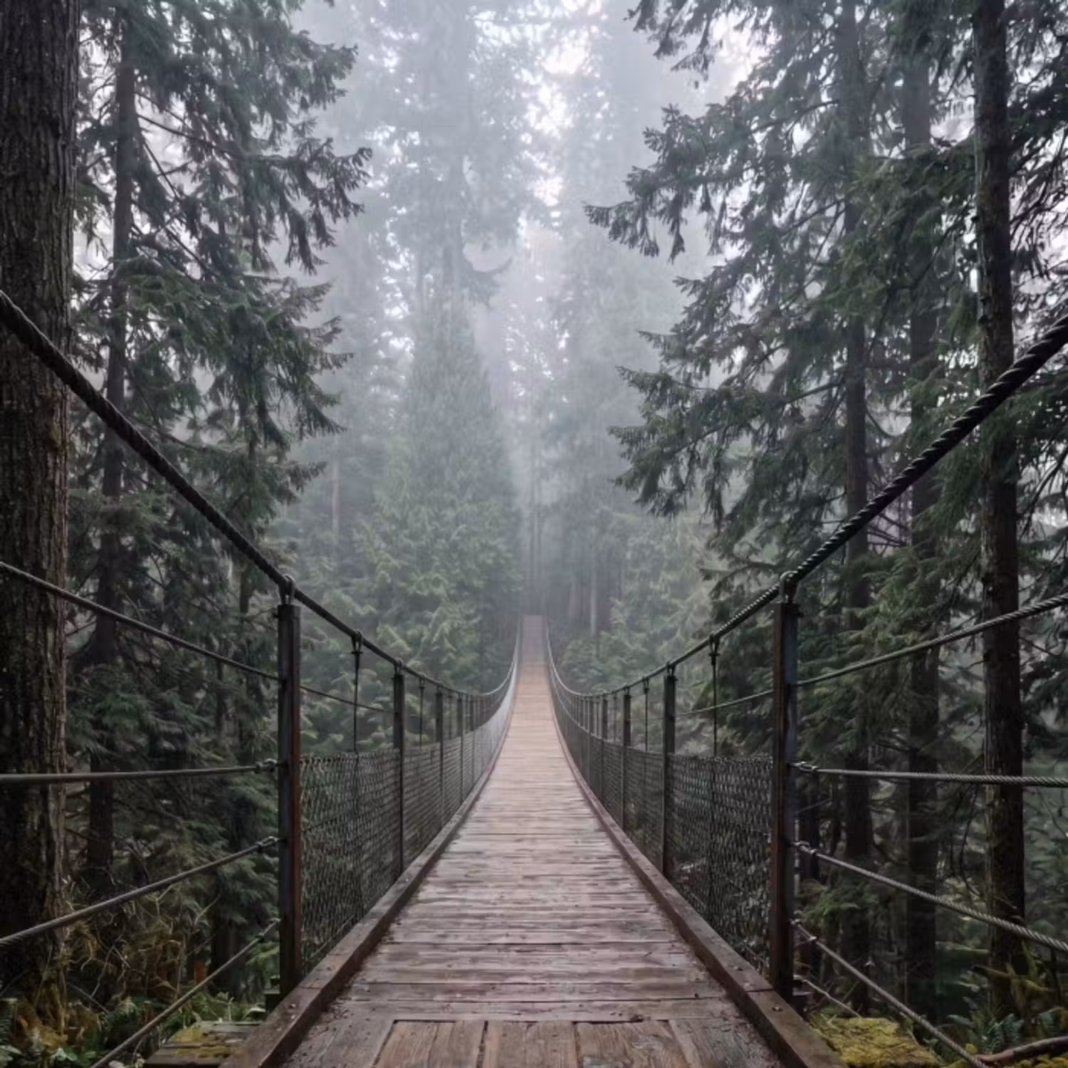 Tapete - Brücke - Wald - Nebel - Natur