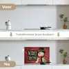 Klassiek - Kerstgroet - Sneeuwpop - Rood keuken achterwand spatscherm klein -voor_na_NL