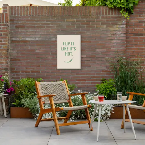 Groen - Quote - Zomer - Chilipeper Tuinposter op houten frame 2 cm dik klein -sfeer3