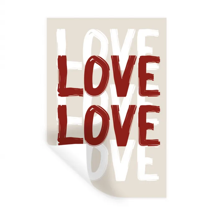Love - Rood - Tekst Muursticker klein -3d