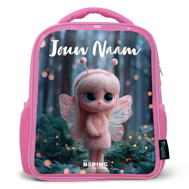 Rugzak kind met naam - Roze Fairy - Bos - Glitters