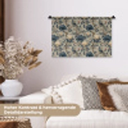 Pauw - Bloemen - Blauw Wandkleed katoen klein 269 -tsfeer1_DE