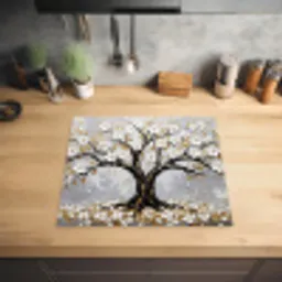 Boom - Bloemen - Natuur - Abstract - Wit Inductie beschermer vinyl 3mm middel -sfeer5