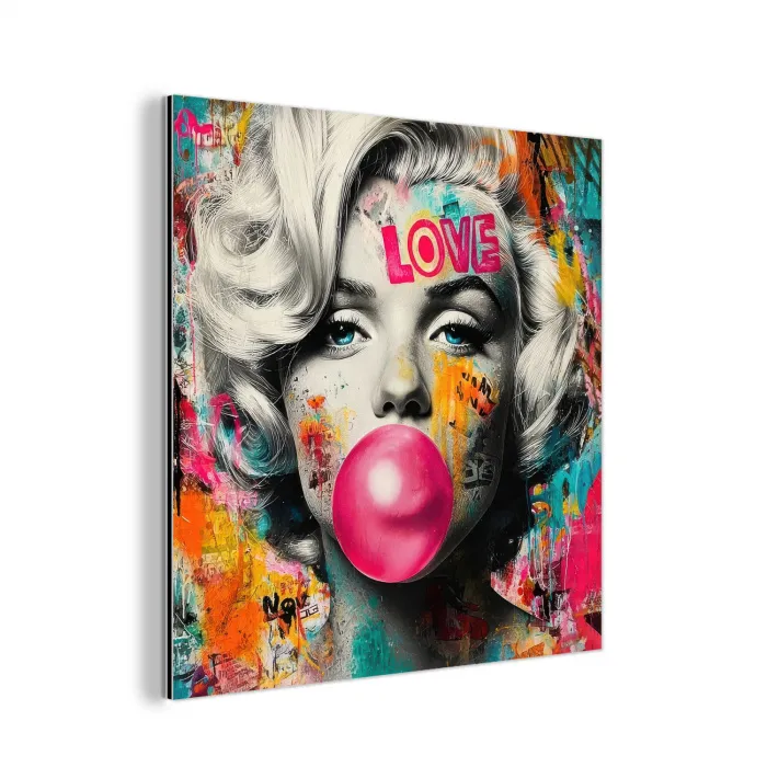 Vrouw - Kauwgom - Graffiti - Neonkleuren aluminium wit klein -3d