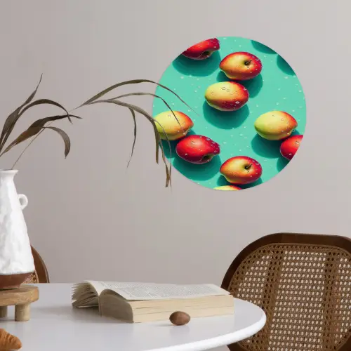 Appels - Water - Turquoise Wandcirkel behangsticker klein 186 -sfeer3