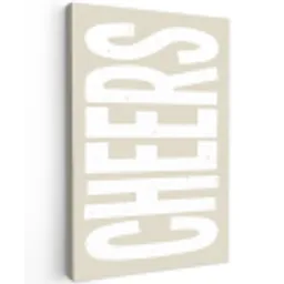 Cheers - Feest - Japandi - Vintage Tuinposter op houten frame 2 cm dik klein -3d