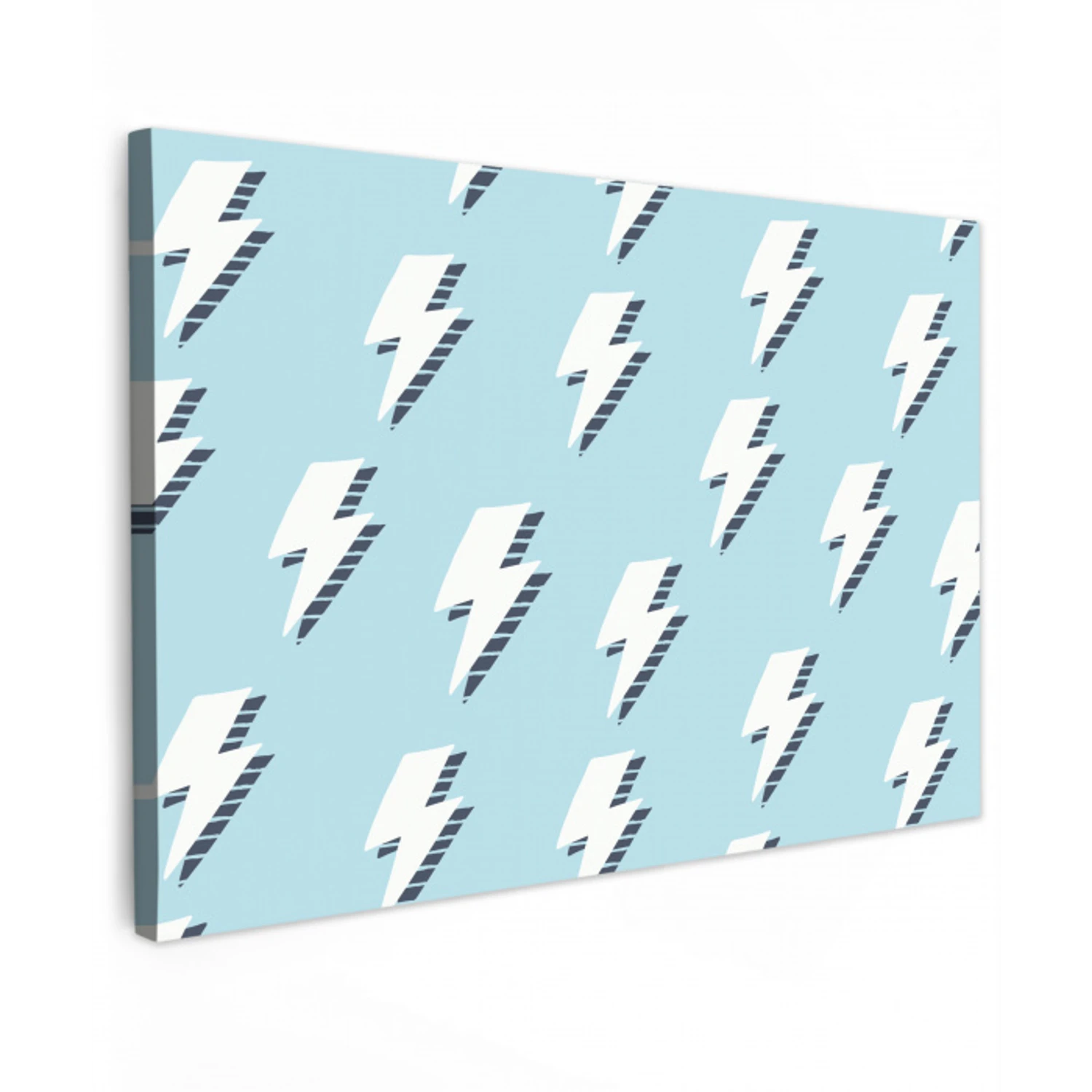 Blauw - Wit - Patroon - Bliksem Tuinposter op houten frame 2 cm dik klein 845 -3d