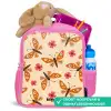 Oranje vlinders en roze bloemen op beige achtergrond Kinderrugzak - Roze middel -inhoud_NL