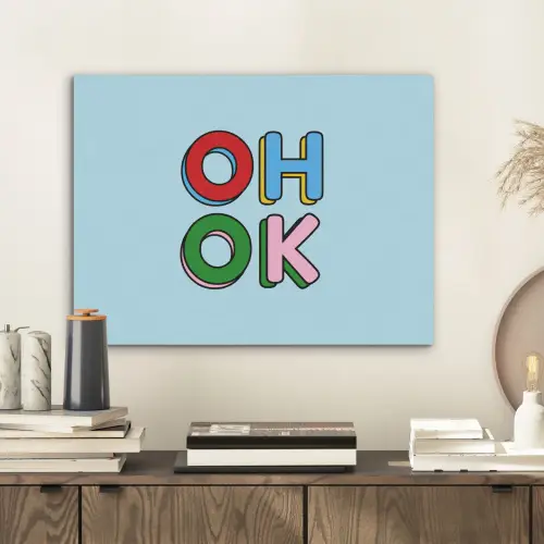 Oh ok - Blauw - Kleurrijk PET vilt klein -sfeer1