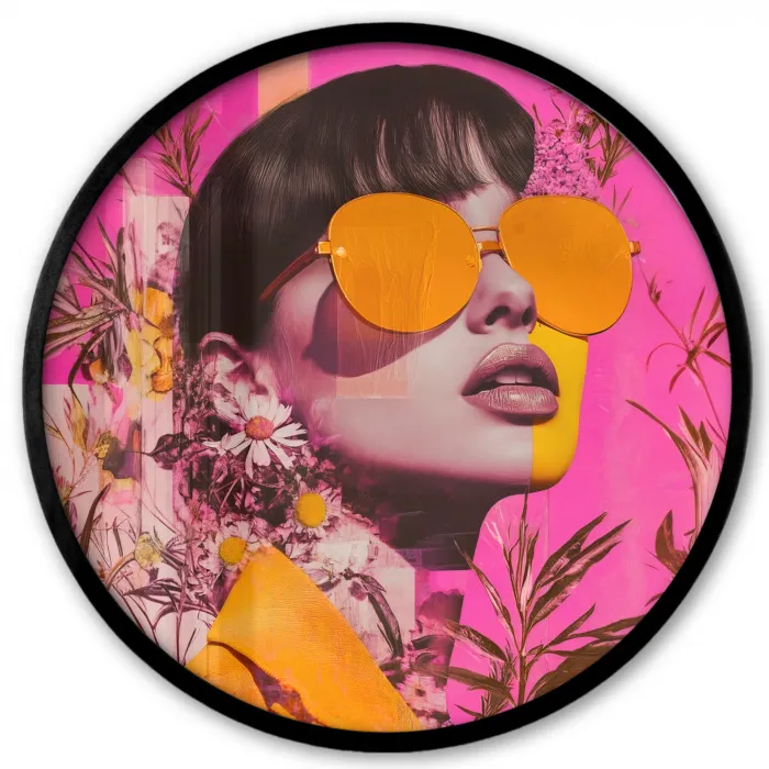 Zonnebril - Oranje - Vrouw - Planten Fotolijst rond zonder passe partout klein -3d