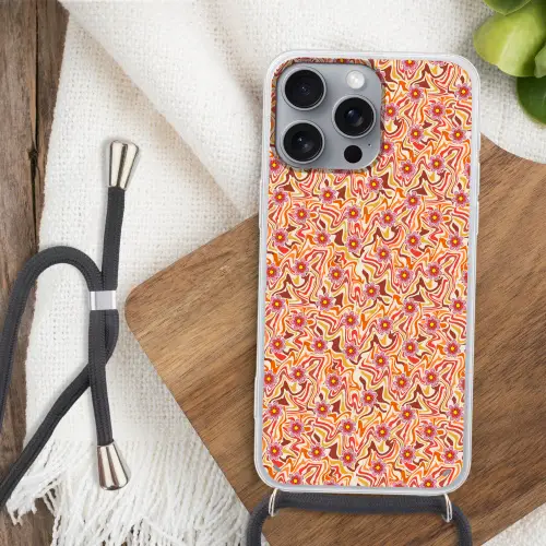 Retro - Bloemen - Patroon Hoesje iPhone 16 Pro Max met koord klein 804 -sfeer4