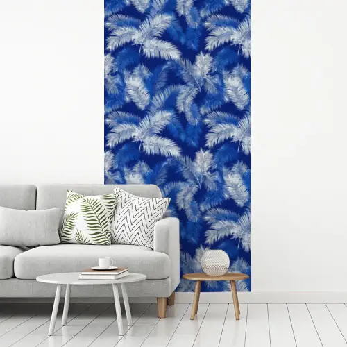 Palmblad - Patroon - Blauw fotobehang vinyl groot 64 -woonkamer