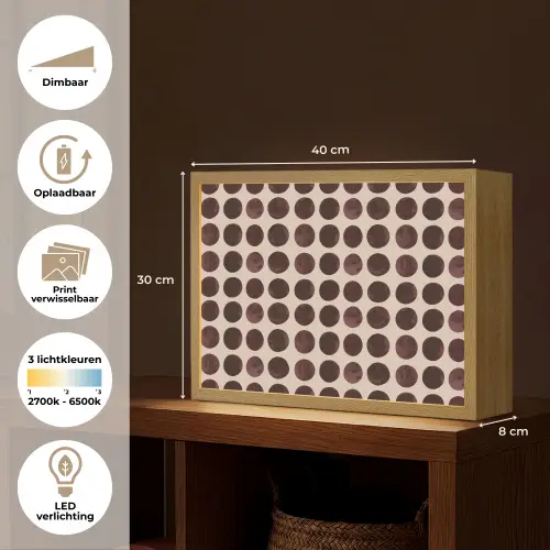 Stippen - Patroon - Bruin Light Box met batterij (Wandlamp) middel 907 -USP_websiteoverzichtNL