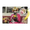 Vrouw - Kat - Bloemen - Kopje - Retro Placemat vinyl groot -zzzproduct_Kitchenyeah-website