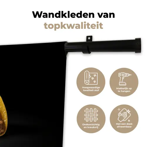 Taco - Vlees - Salade - Delftsblauw - Motief Wandkleed katoen klein -sfeer2