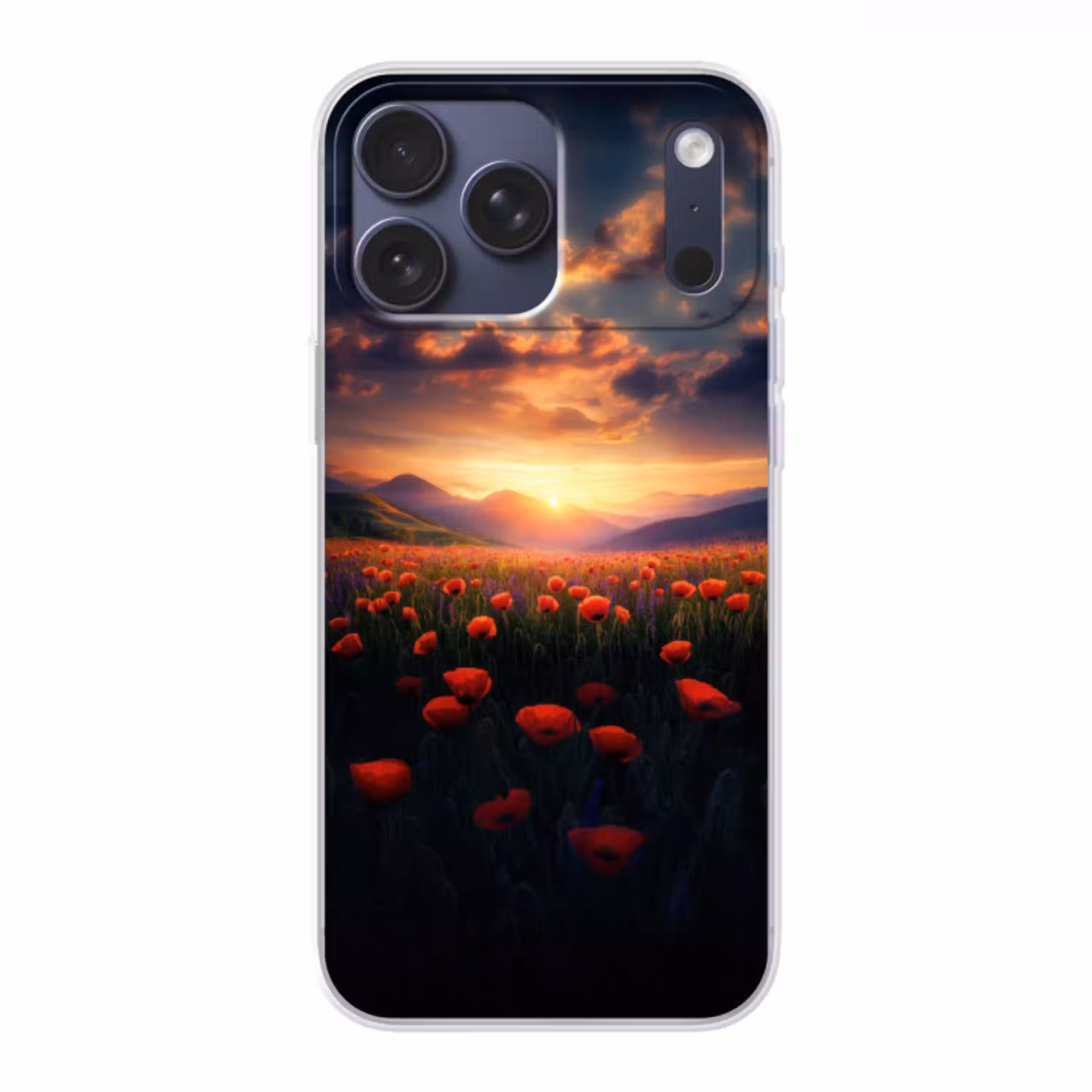Landschap - Zonsondergang - Bloemenveld Telefoonhoesje iPhone 17 Pro Max klein -3d