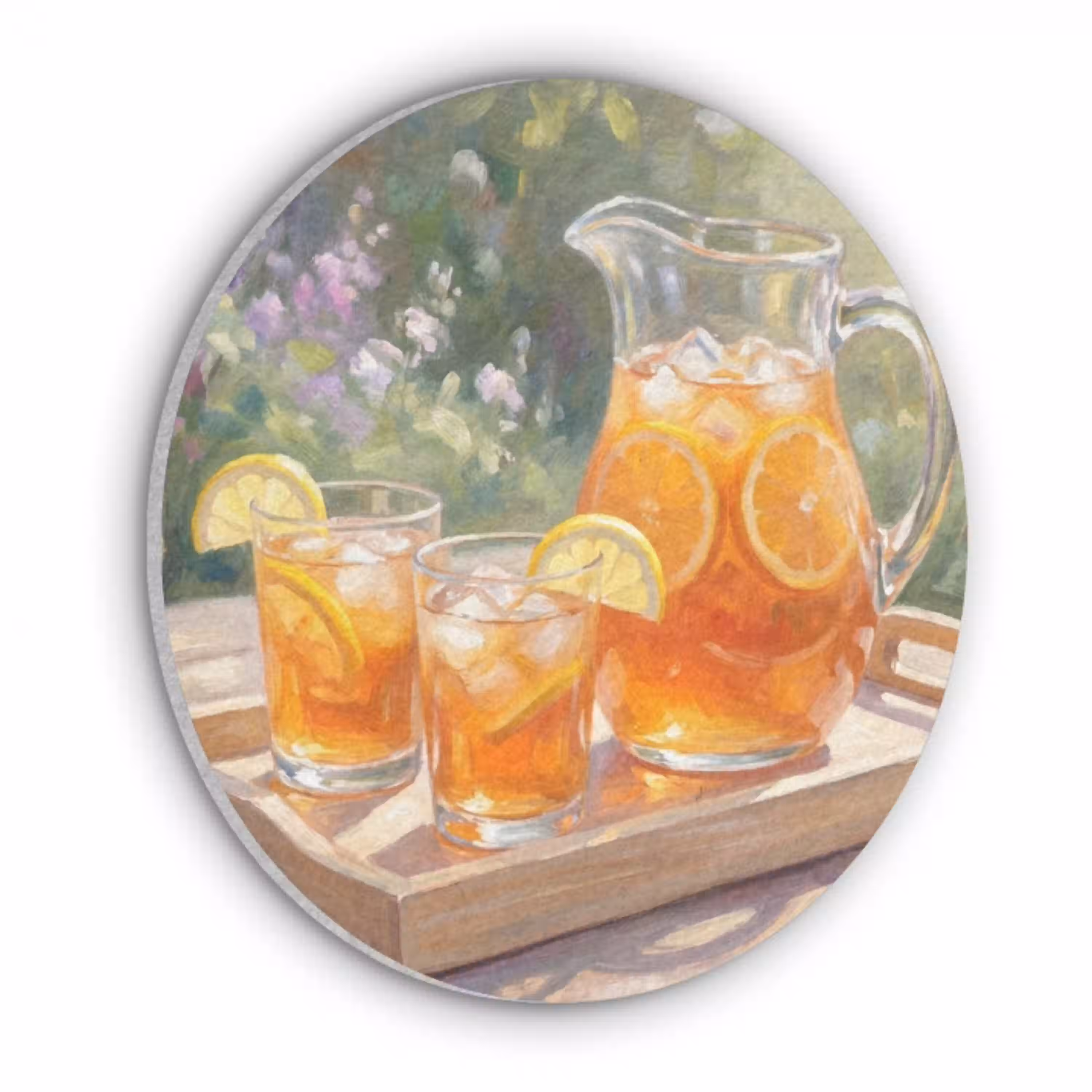 Drank - Citroen - Zomer - Tuin - Geel Akoestische PET Vilt - Rond klein -3d